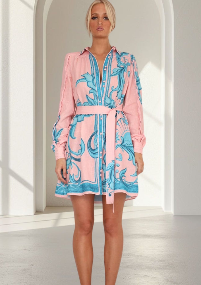 Melody Linen Short Dress | Pink