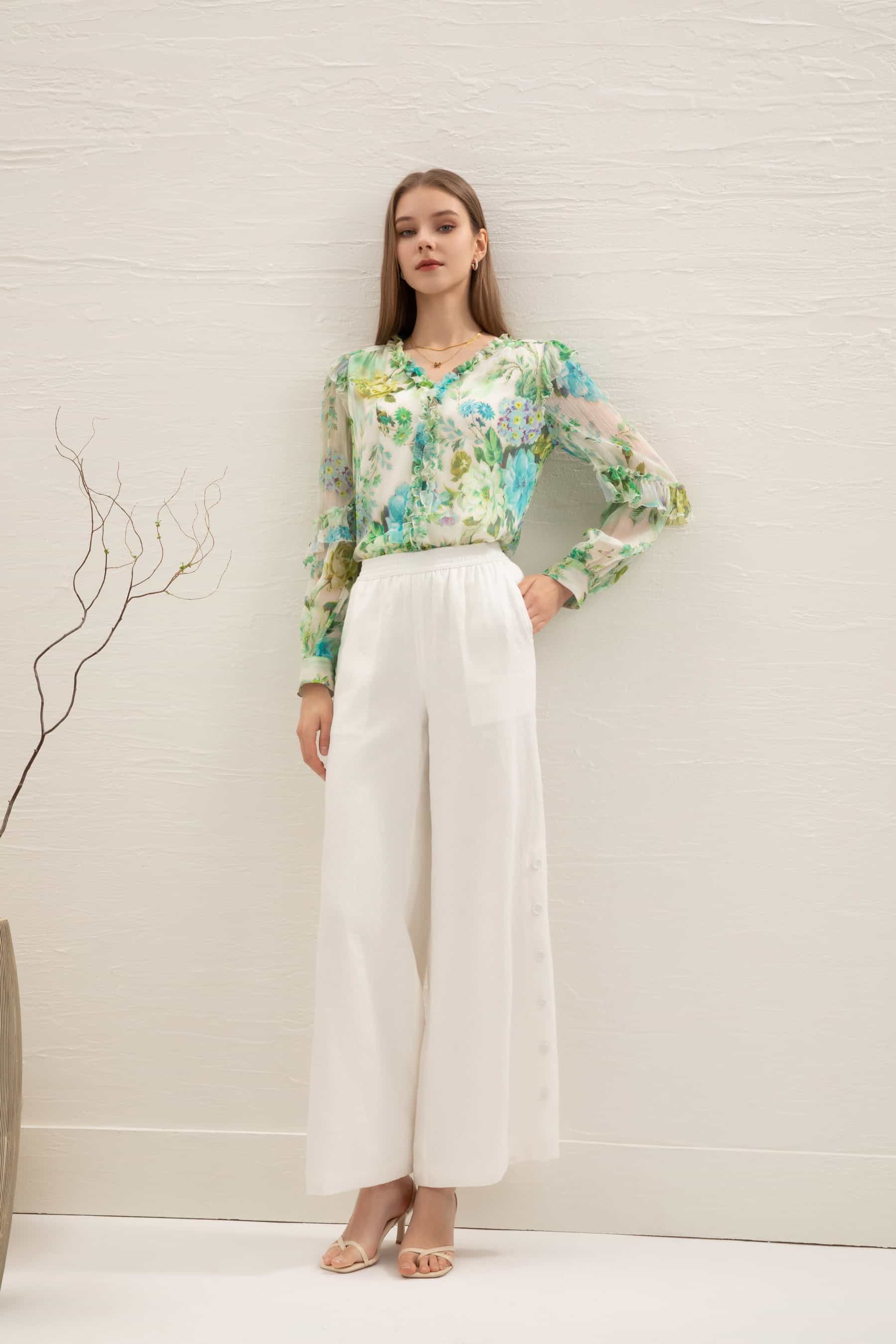 GDS Rosie Silk Blouse | Print BLOUSES autumn-winter BLOUSES BRUNCH CASUAL Catch GDS GREEN L M PRINT S SALE WORK XL XS