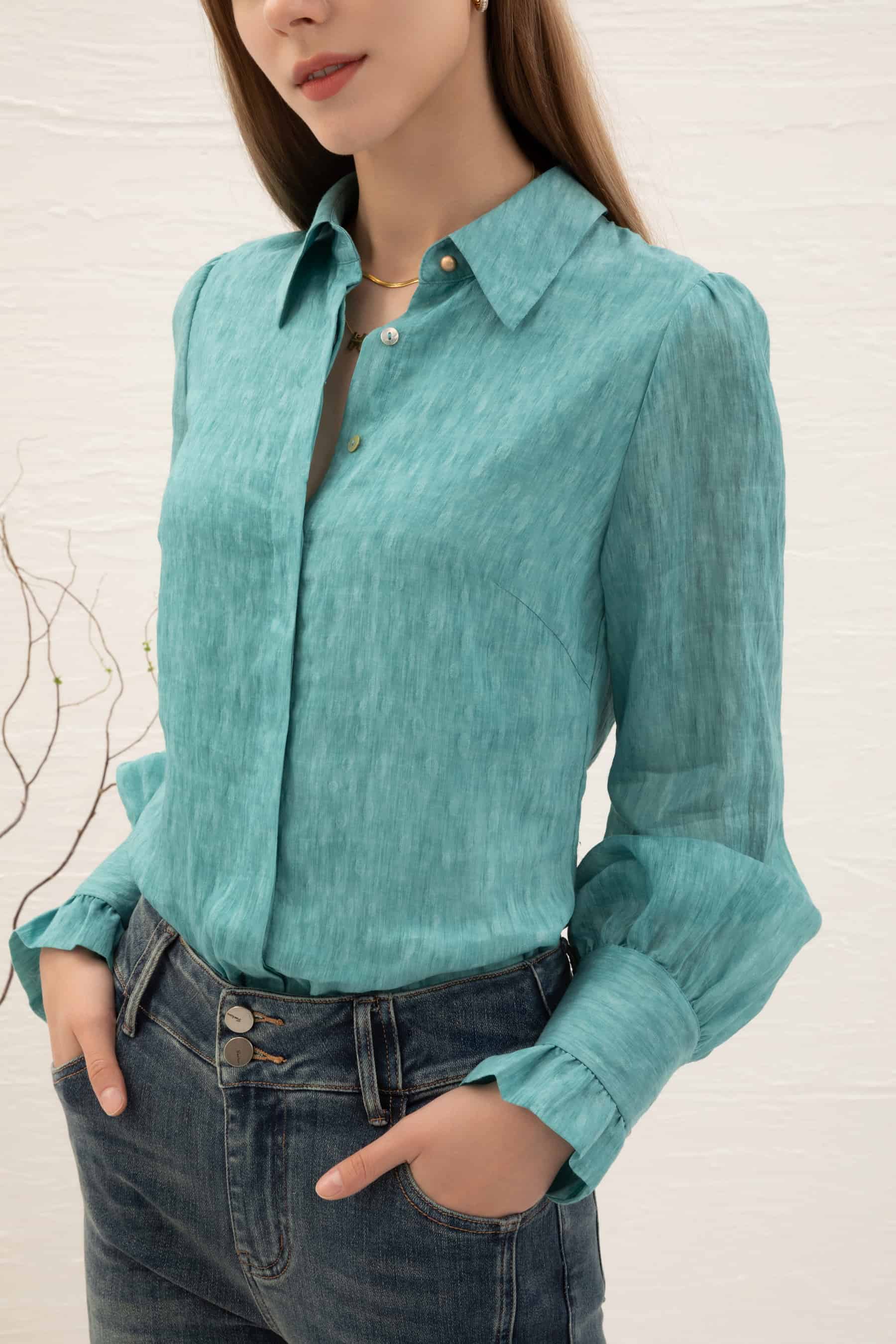 GDS Scarlette Blouse | Nile Blue BLOUSES autumn-winter BLOUSES BLUE BRUNCH CASUAL Catch GDS L M S SALE WORK XL XS