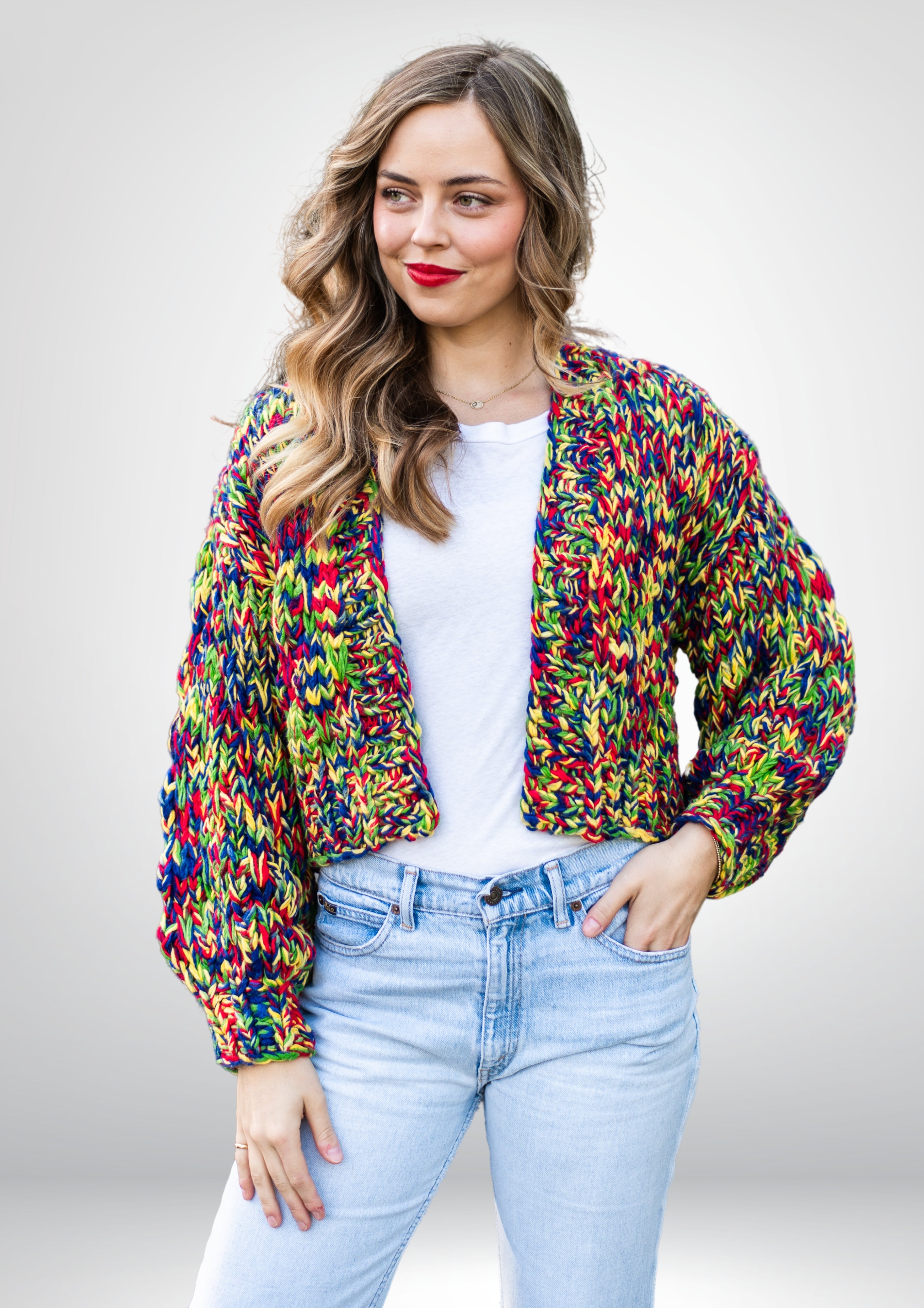 Rainbow Handmade Cardi | Yellow