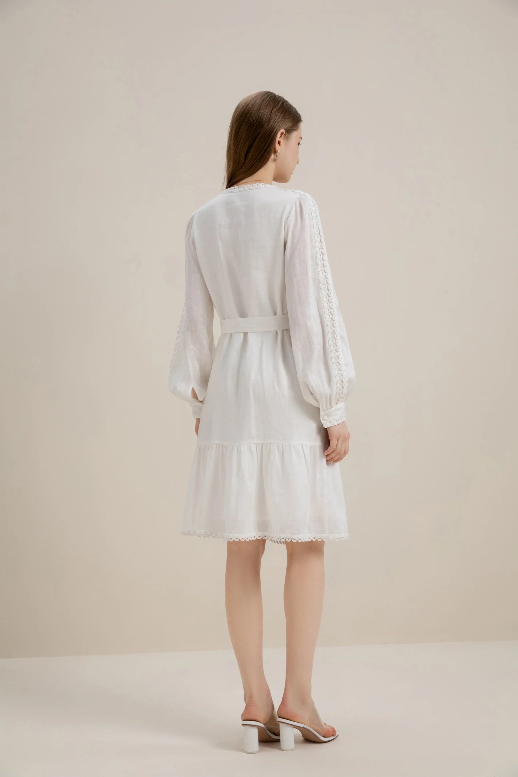 GDS Angelica Linen Short Dress | White