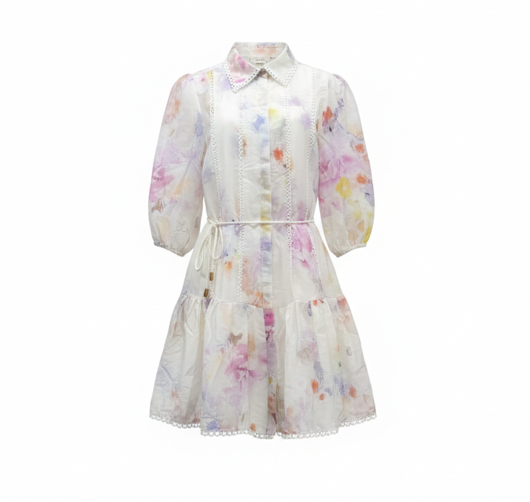 Aria Short Dress | White Floral