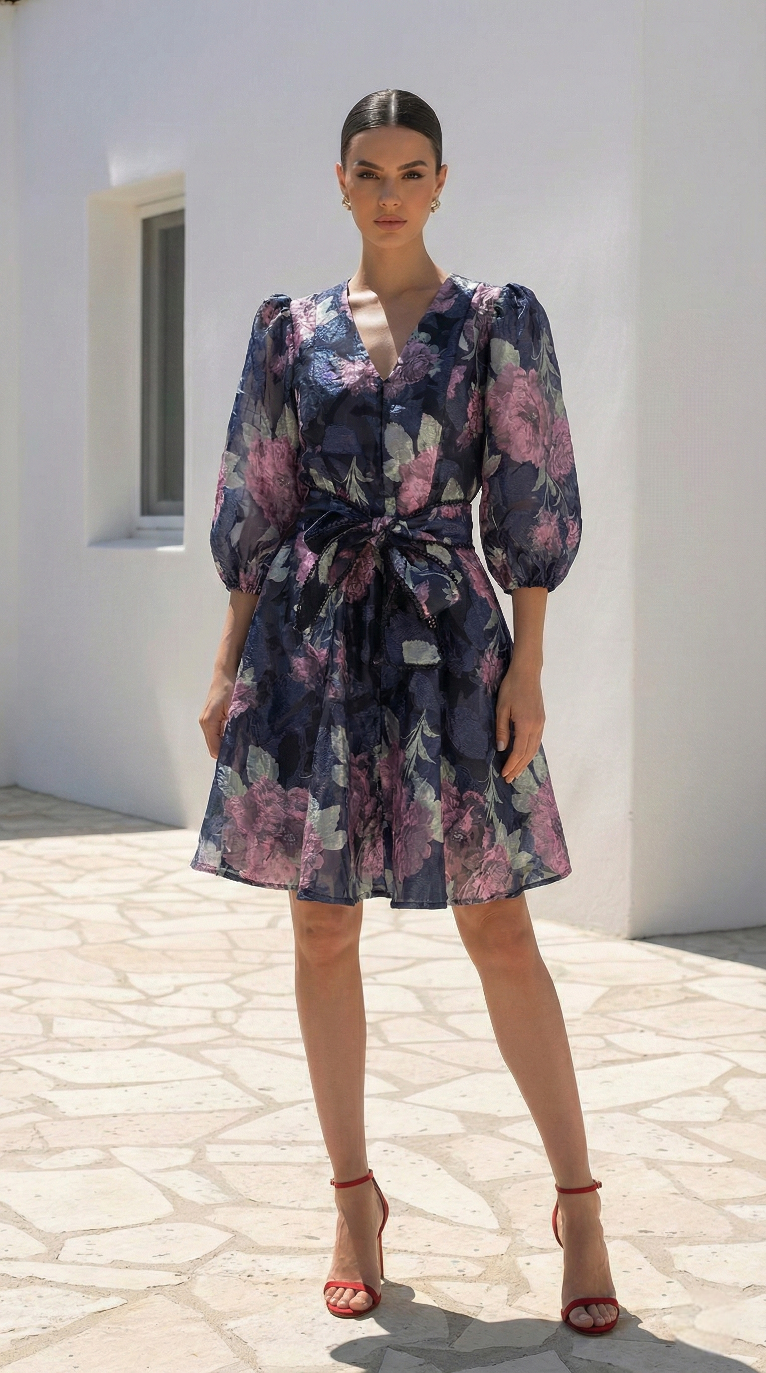 Morgan Short Dress | Navy Floral