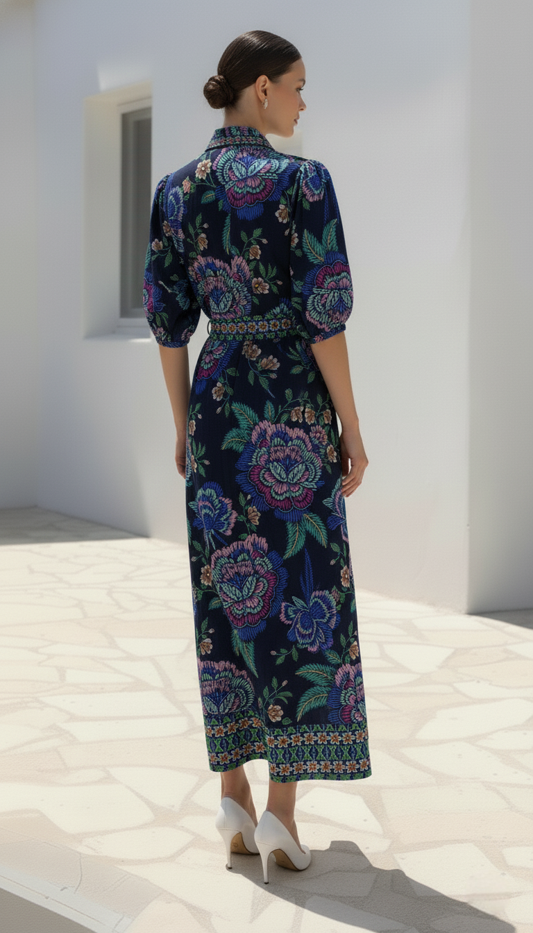 Liberty Shirt Dress | Navy- Floral