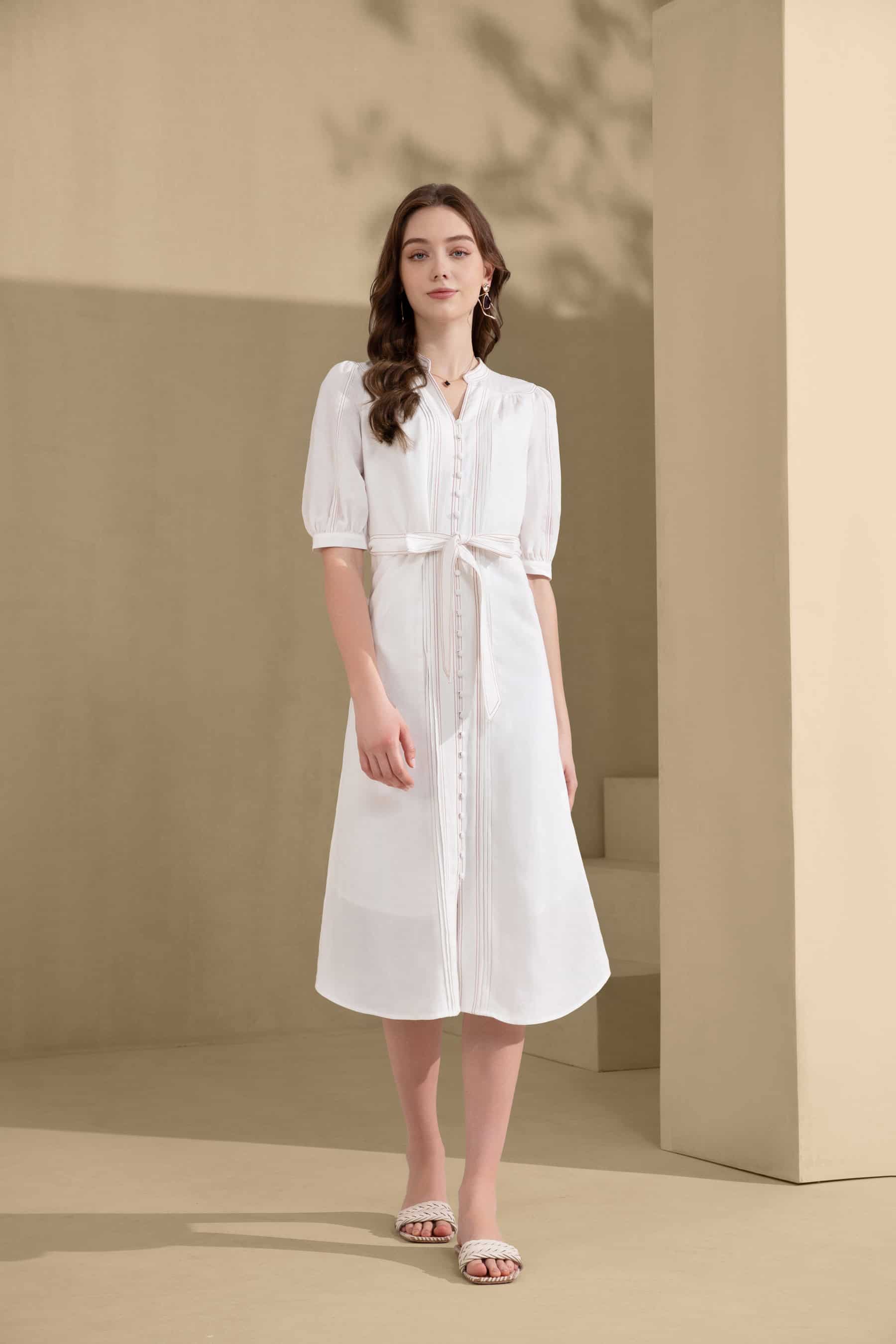 GDS Manhattan Long Linen Dress | White