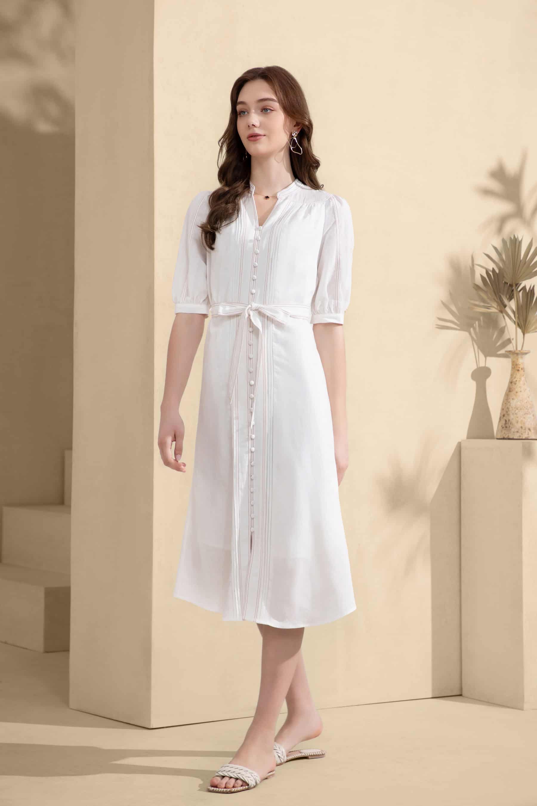 GDS Manhattan Long Linen Dress | White