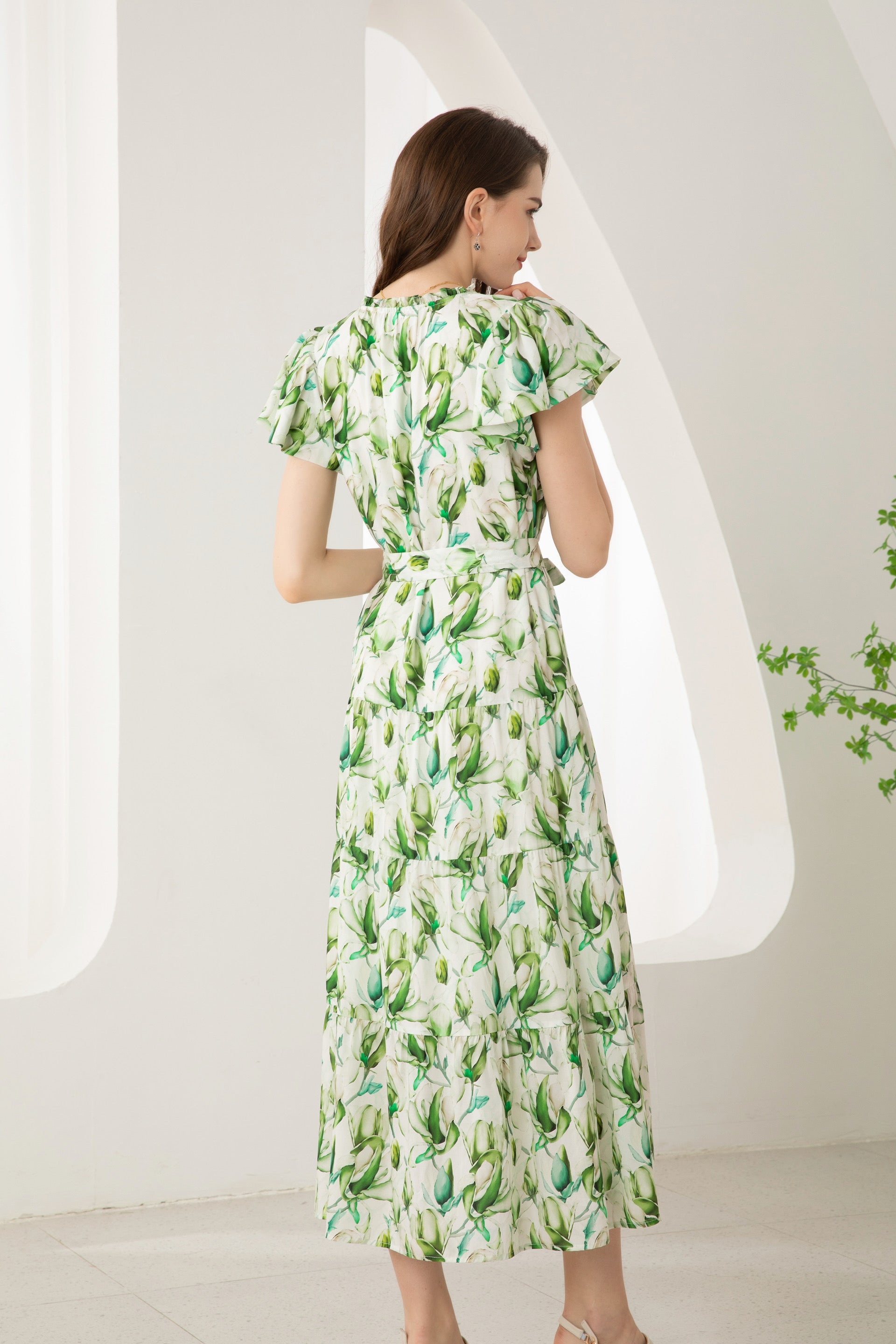 GDS Risette Tencel Long Dress | Green Print DRESSES Catch GDS L M S XL XS