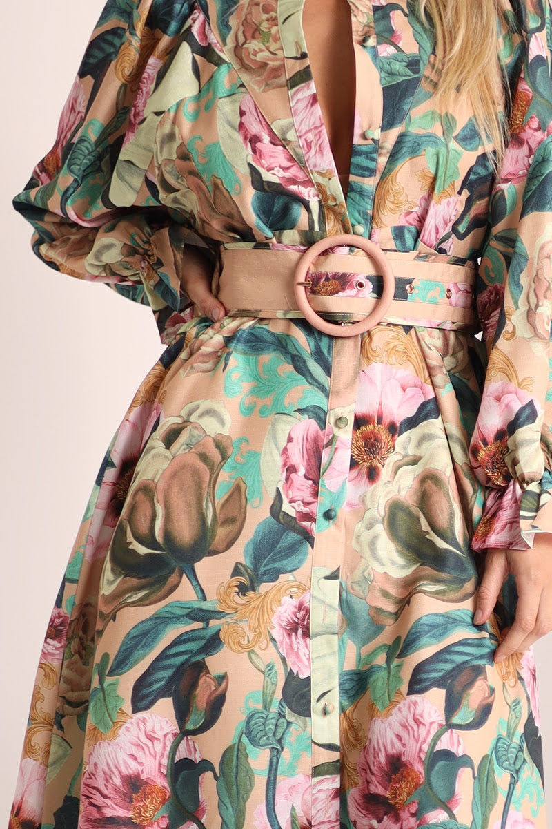 Simone Linen Dress | Mocha