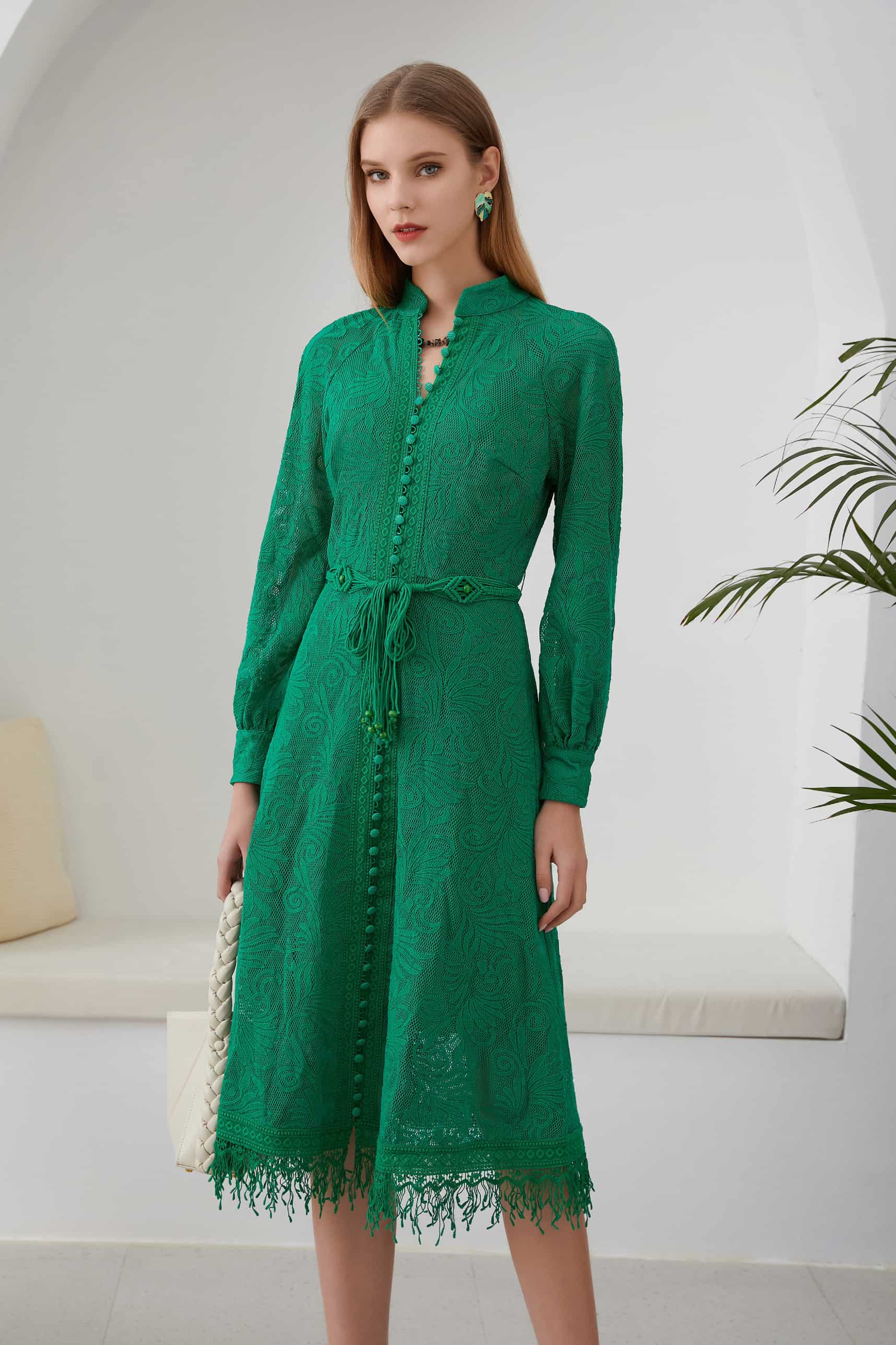 GDS Andree Belted Lace Dress | Green Tambourine DRESSES autumn-winter BS Catch DRESSES ESS22 GDS GREEN L M RACES S SALE XL XS