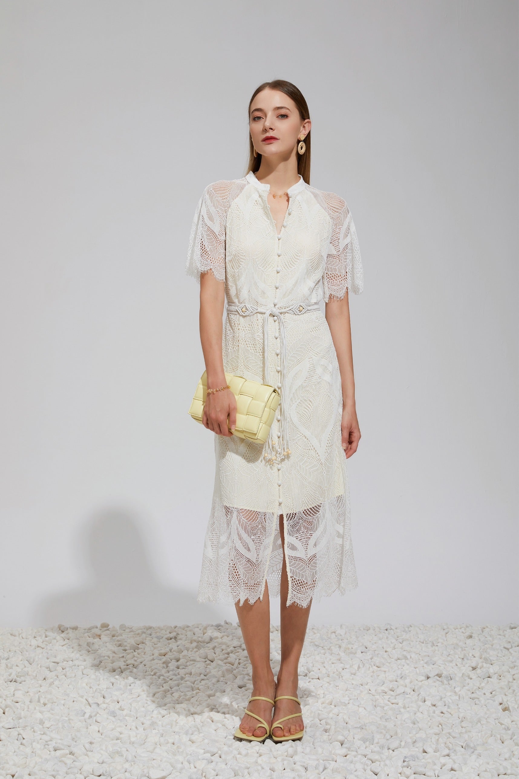 GDS Lilou Lace Long Dress | White Catch ESS22 GDS L M S SALE WHITE XL XS