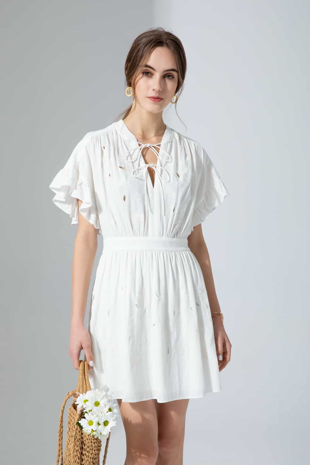 GDS Antonia Short Dress | White DRESSES BRUNCH CASUAL Catch DRESSES ESS22 GDS HOLIDAY L M S SALE 40 % SPRING-SUMMER WHITE XS