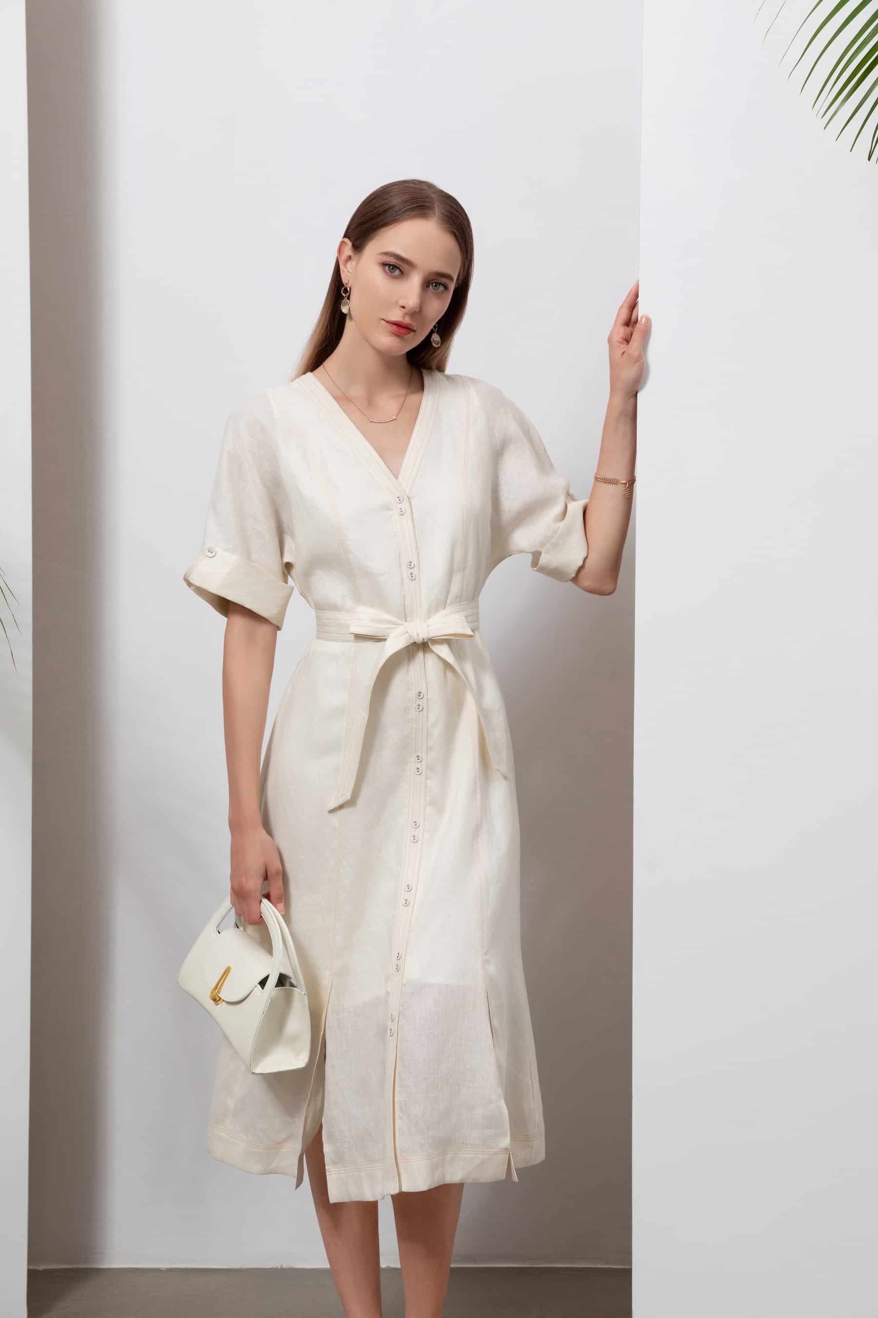 GDS Marceline Linen Dress | Lily White DRESSES autumn-winter BLOUSES BRUNCH CASUAL Catch GDS L M S SALE WHITE XL XS