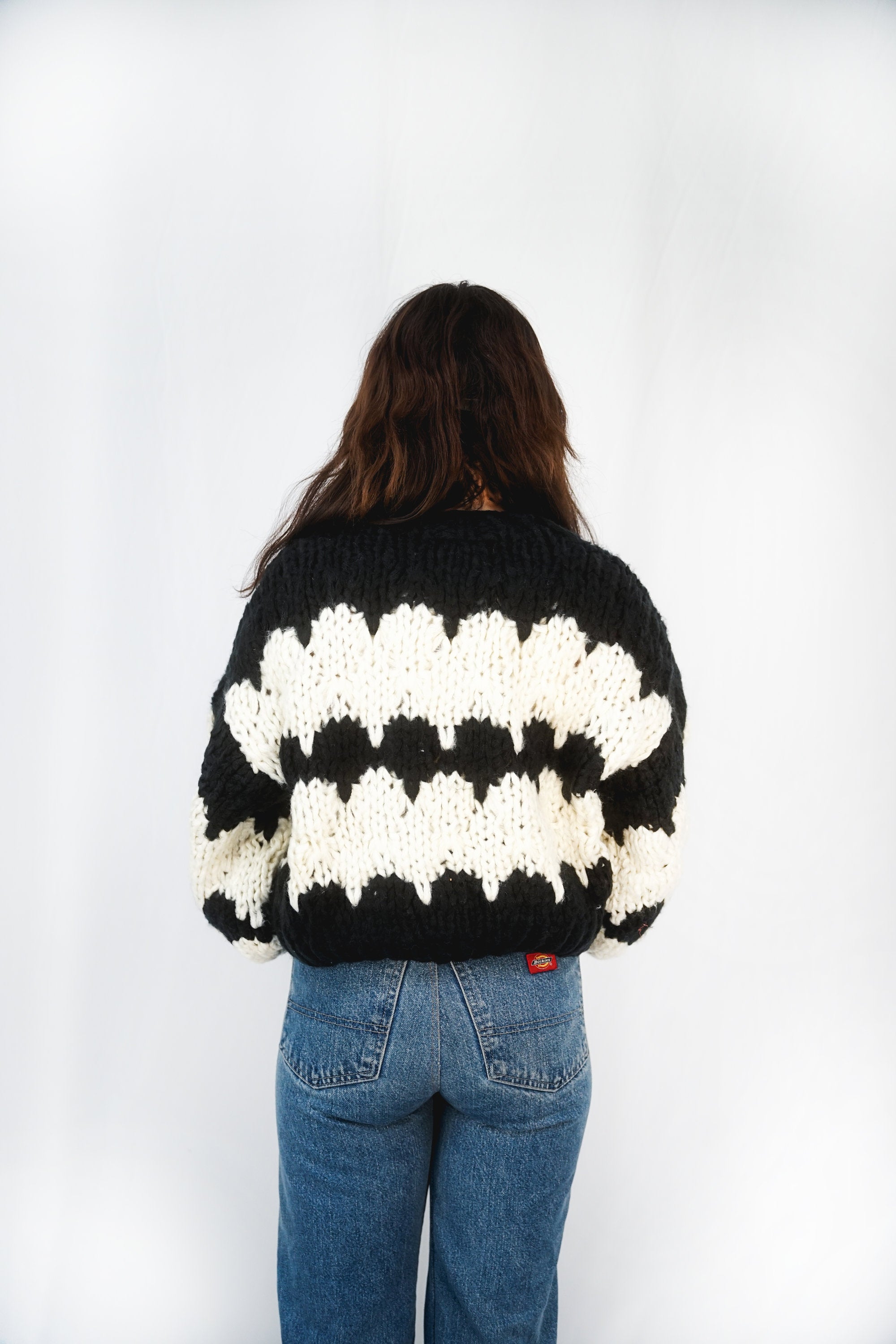 Savanna Handmade Cardi | Blk-Wht CARDIGAN autumn-winter BLACK KNIT M - L S - M stellino WHITE