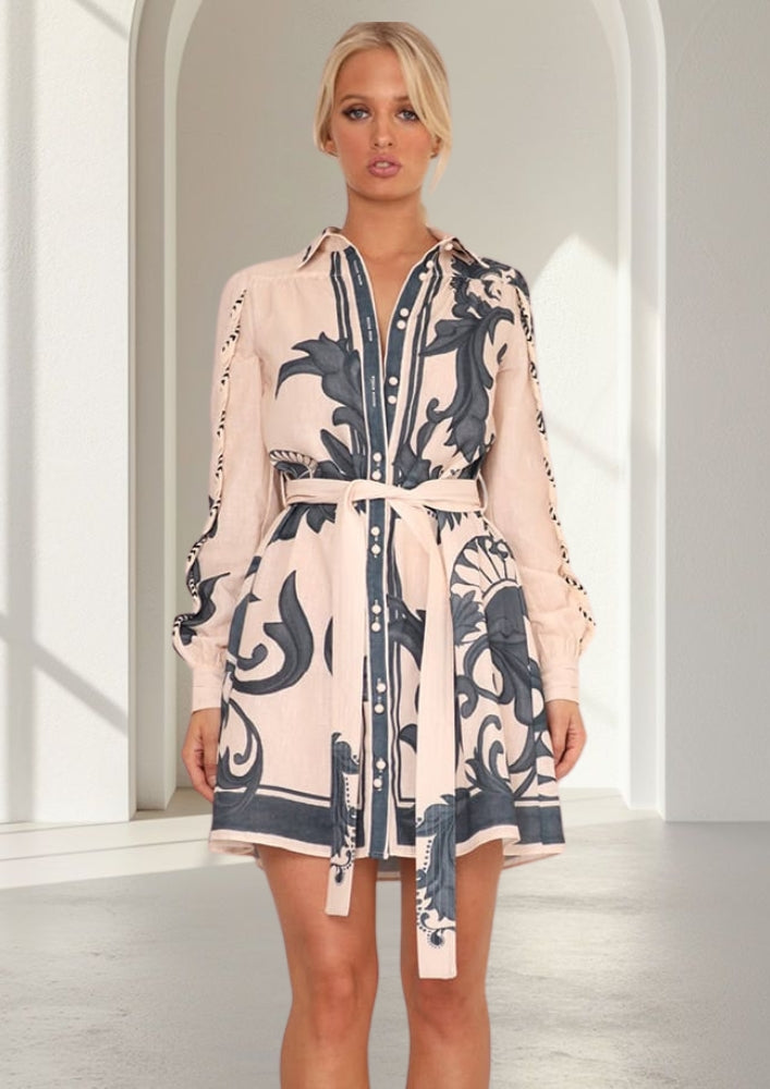 Melody  Linen Short  Dress   |  Beige