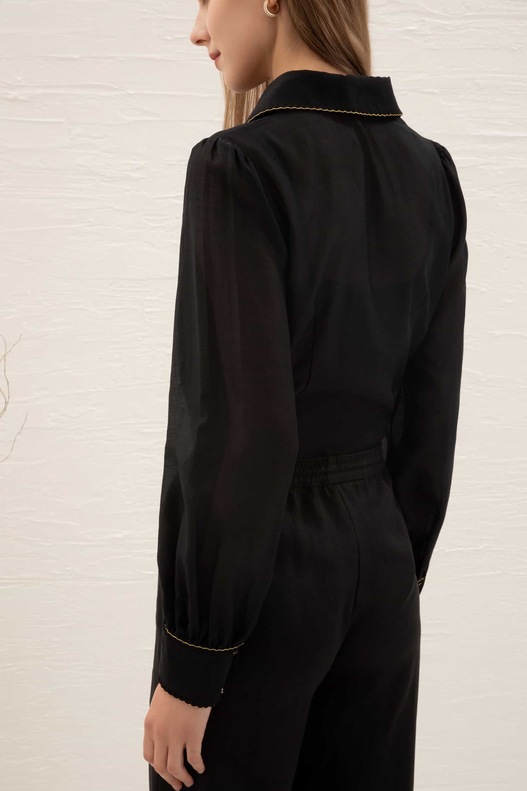 GDS Missika Tencel Blouse | Black BLOUSES autumn-winter BLACK BLOUSES BRUNCH CASUAL Catch GDS L M S SALE WORK XL XS