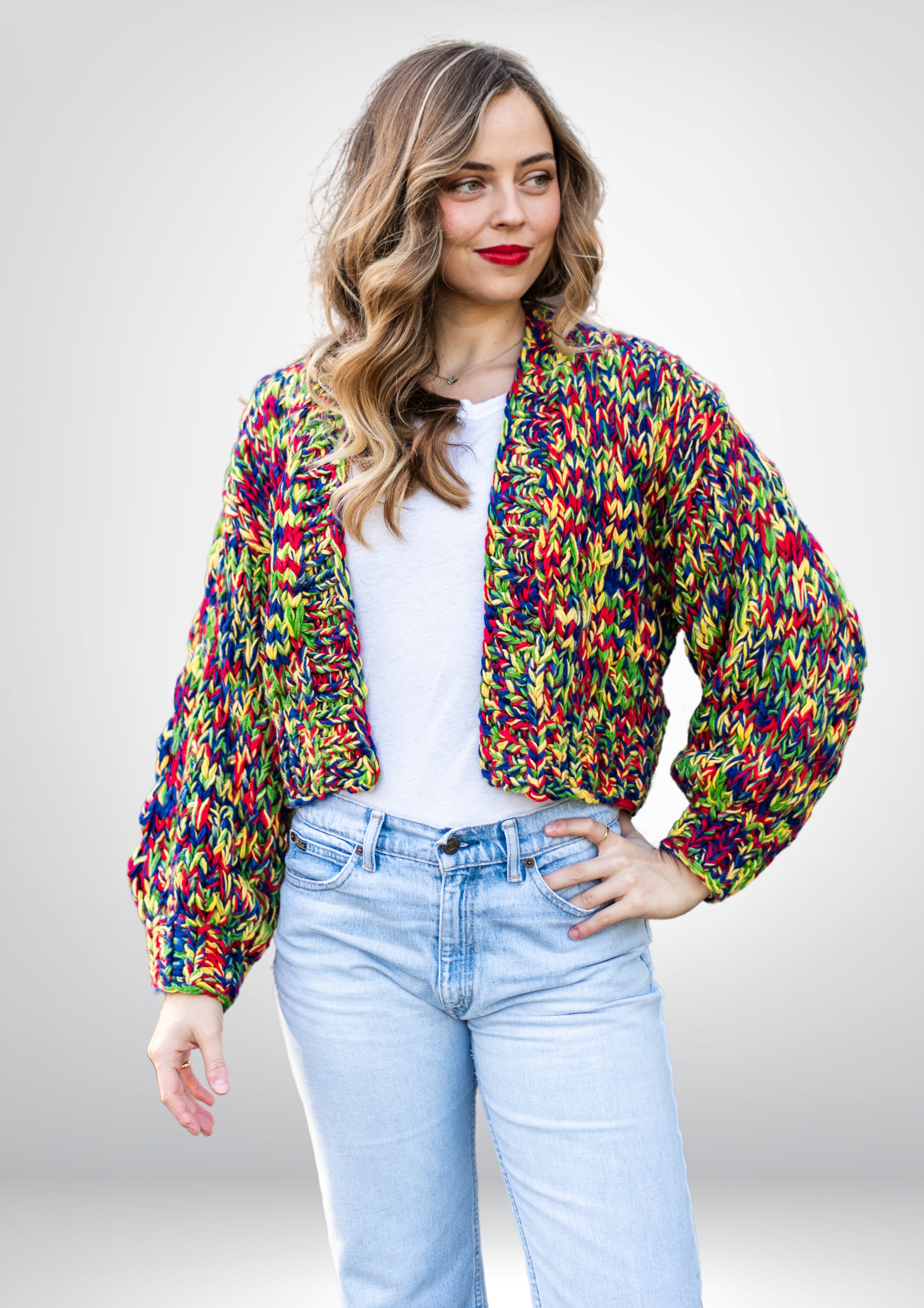 Rainbow Handmade Cardi |  Yellow