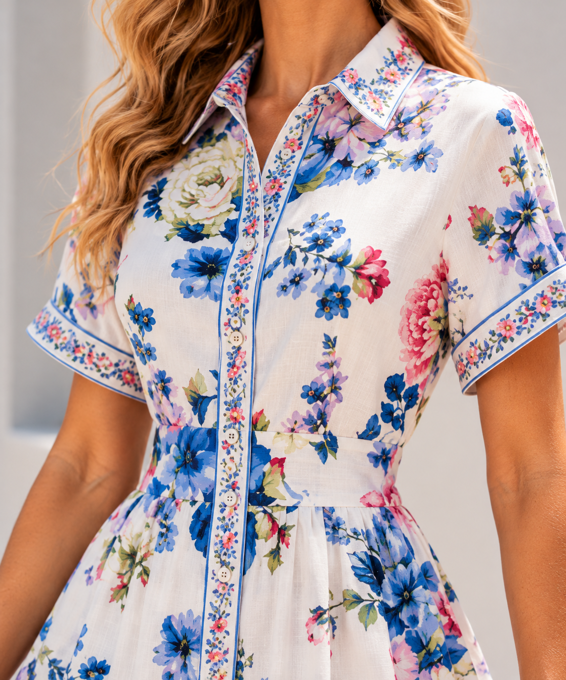 Peony Short  Dress |  White - Floral