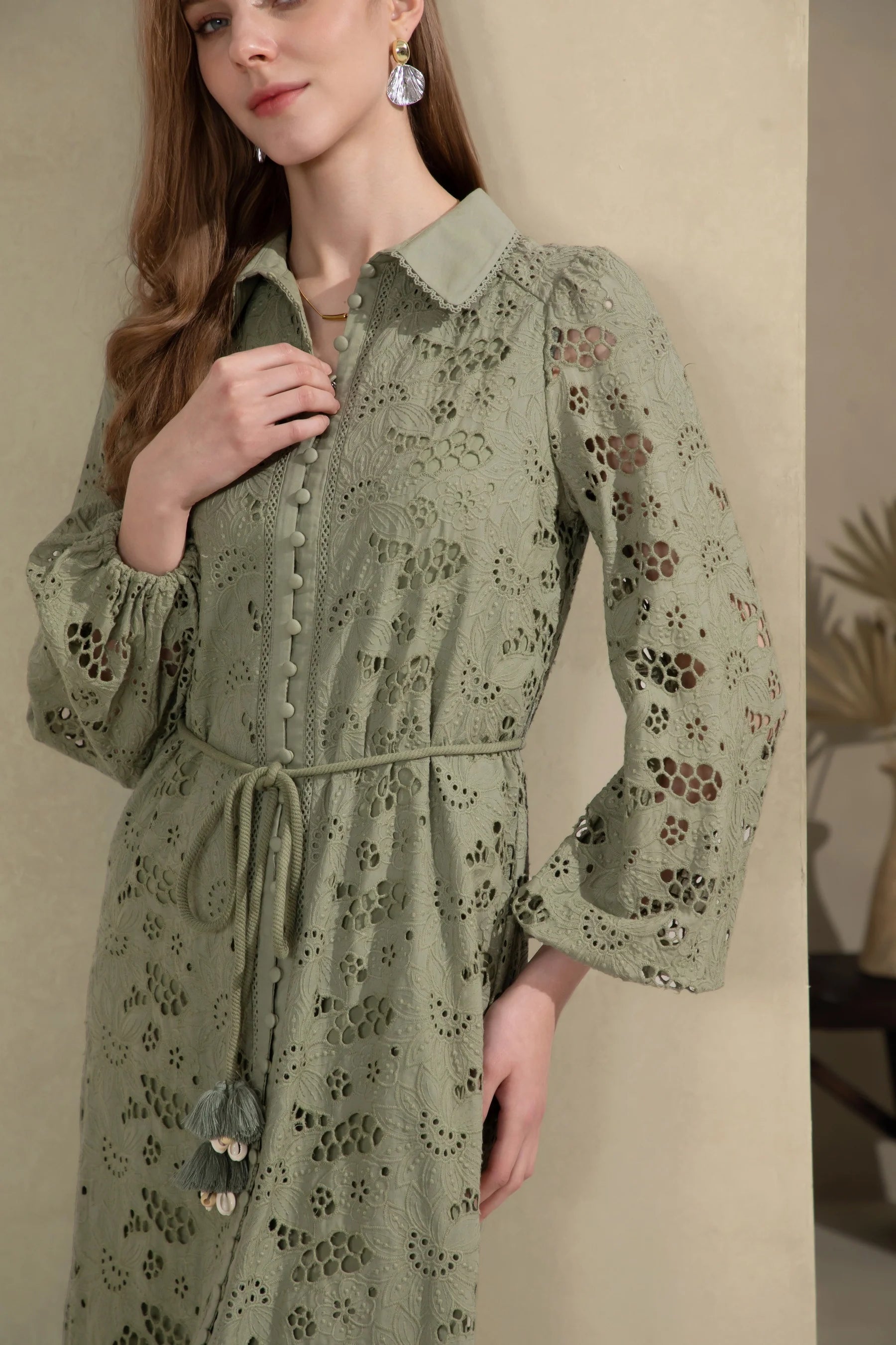 GDS Rosie Embroidered Long Dress  | Khaki