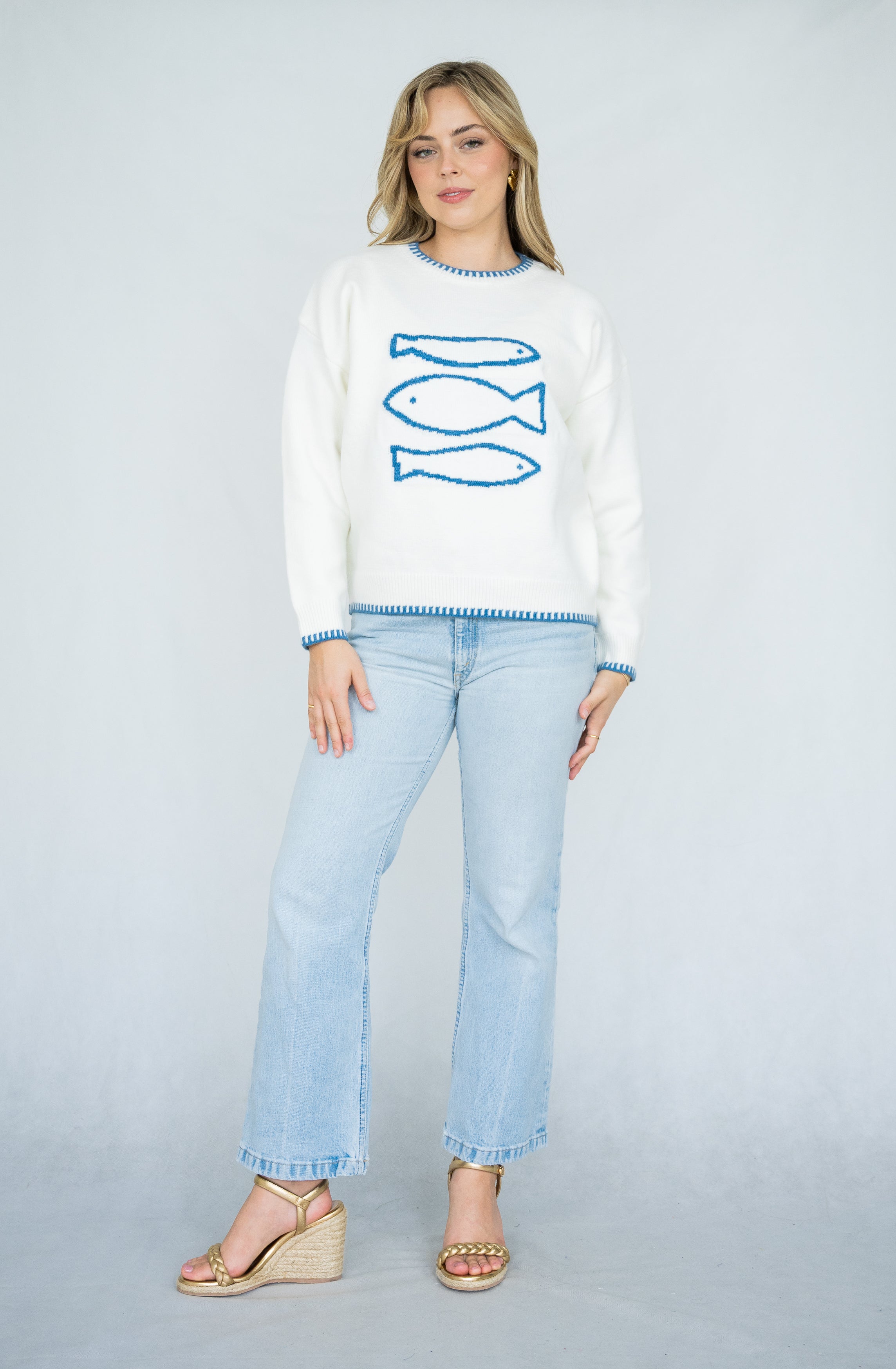 Marina Jumper |  White- Blue