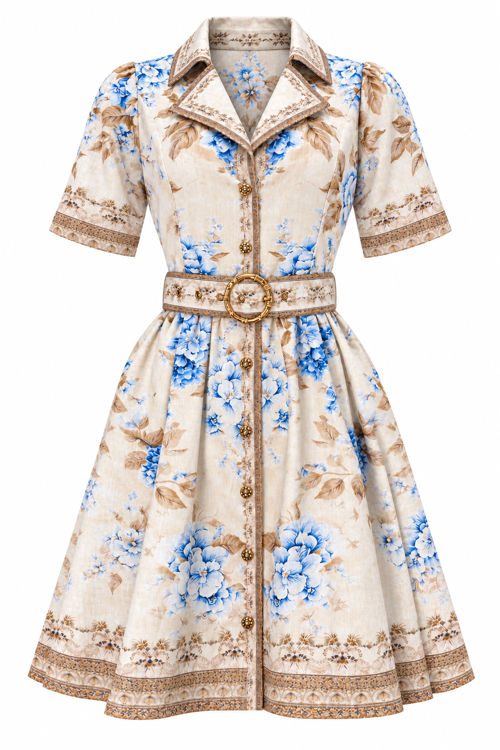 Melodie Short Dress | Blue - Beige