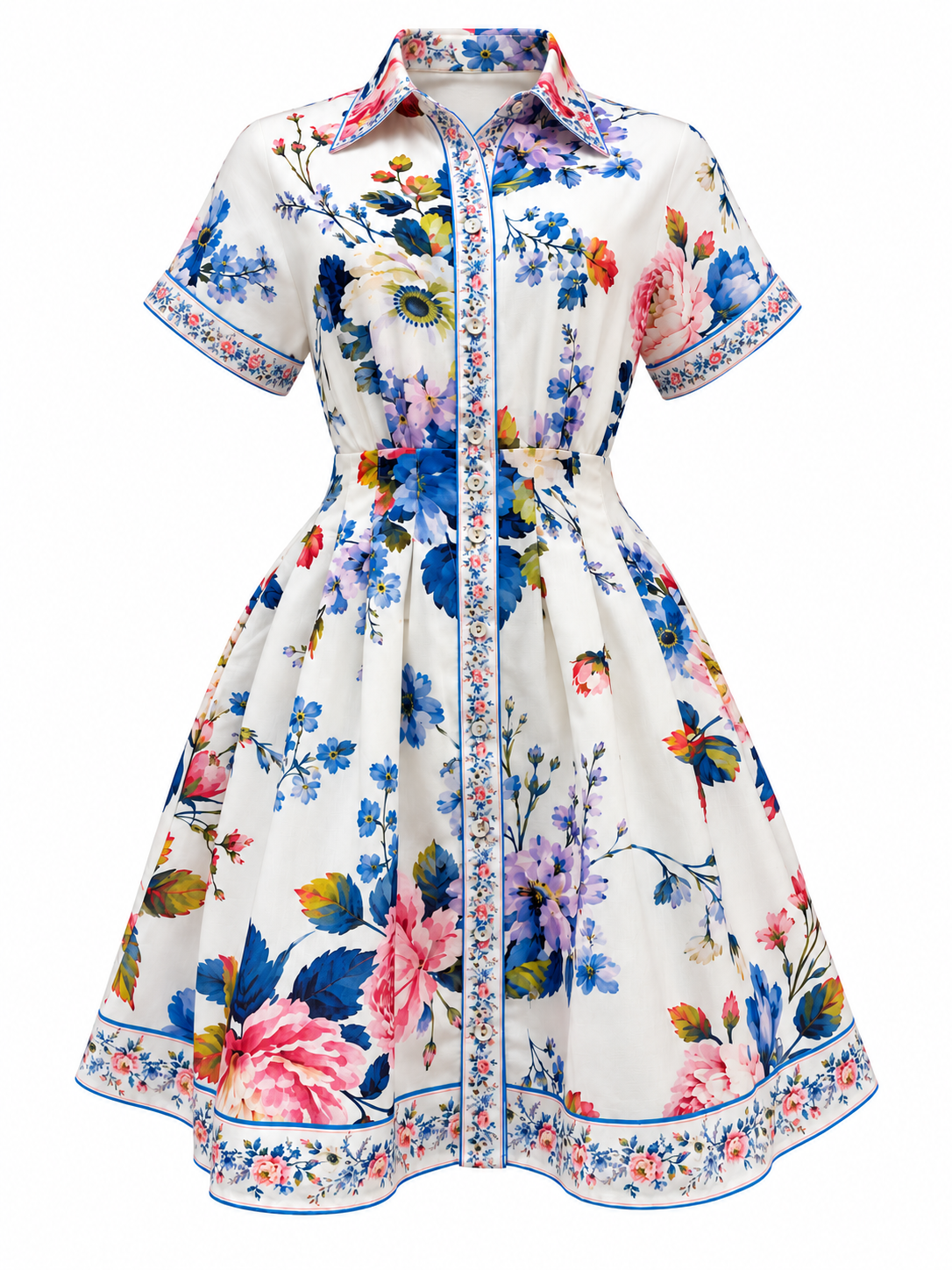 Peony Short  Dress |  White - Floral