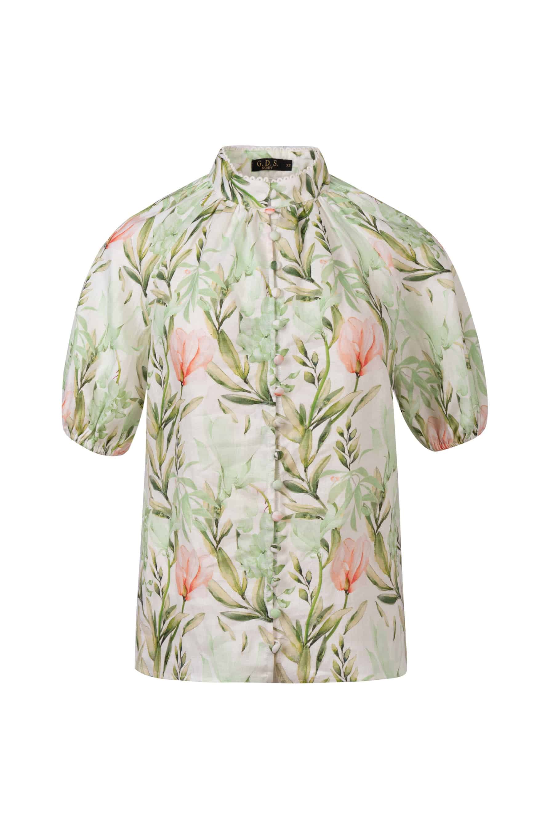 GDS Desiree Floral Linen Blouse | Green BLOUSES BLOUSES BRUNCH Catch GDS HOLIDAY L M S SPRING-SUMMER WORK XL XS YELLOW